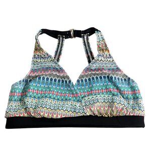 Next Bikini top swimwear women's sz 38D blue pink white patterned
